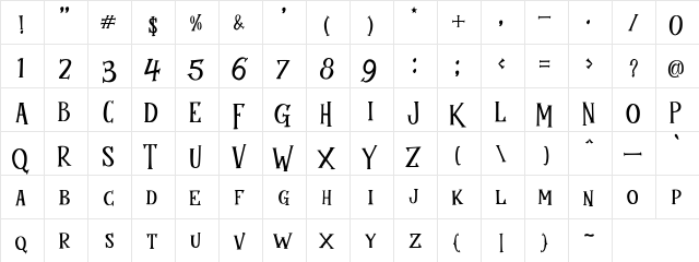 Mukadua Regular  glyph index
