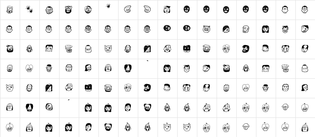 TheFreakyFace2 Regular  glyph index