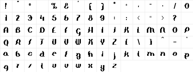 Oopessssss Regular  glyph index