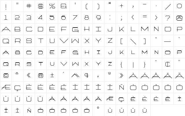 ArchitextOneType Regular  glyph index