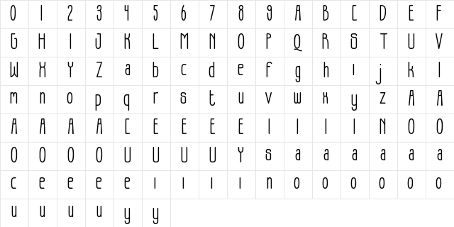 SUMMER FREE Regular  glyph index