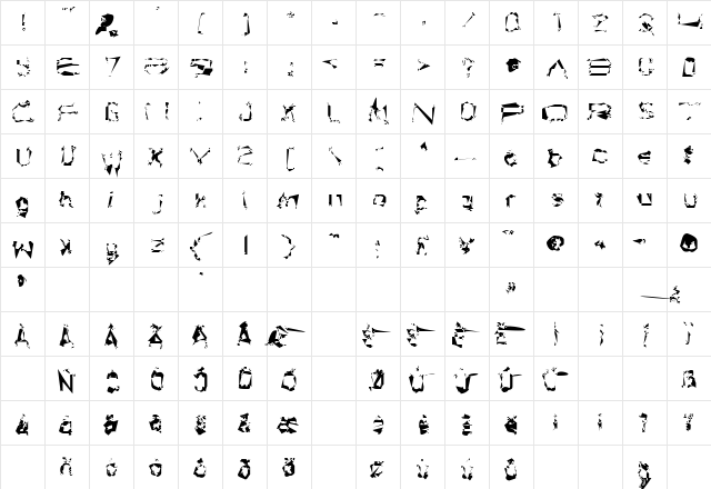 Brun Regular  glyph index
