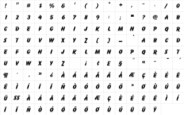 BalloonDExtBolIn1 Regular  glyph index