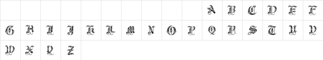 Royal Regular  glyph index