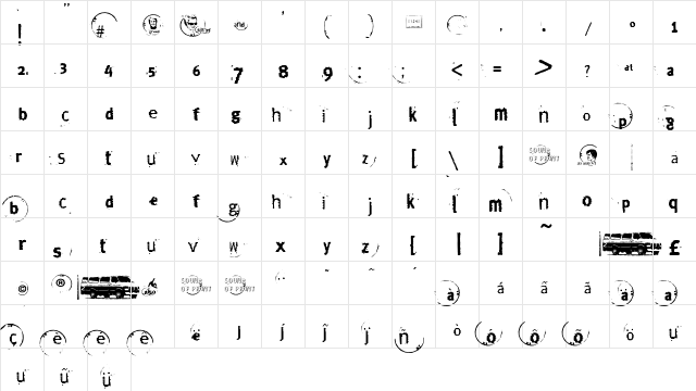 the devils car Regular  glyph index