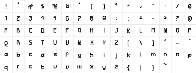 Futurex Apocalypse Regular  glyph index