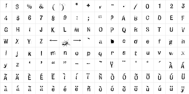 HandCancelled HTF-One  glyph index