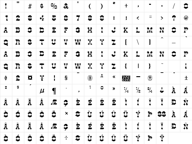 Dogwood Regular  glyph index