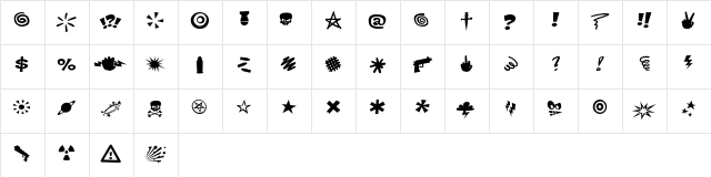 MenSwear Regular  glyph index