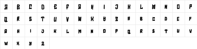 Overfly FREE Regular  glyph index