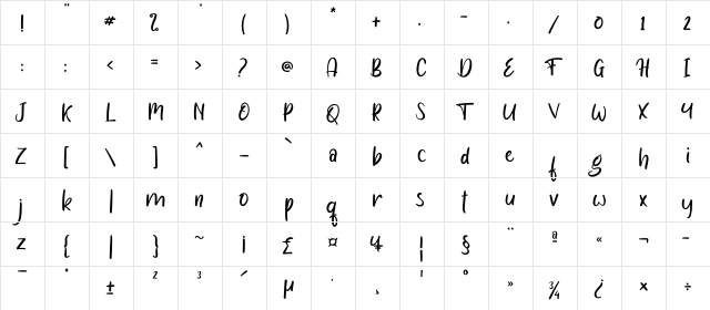 Big Bang! Regular  glyph index