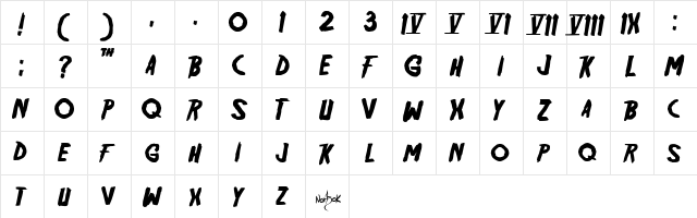 Friday13 Regular  glyph index