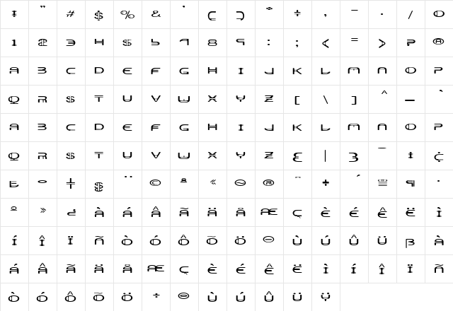 Aerator Regular  glyph index