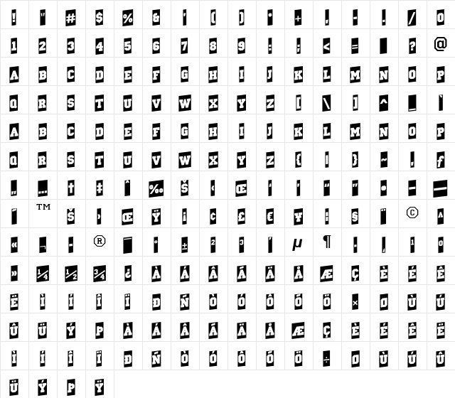a_CampusCmUp Bold  glyph index
