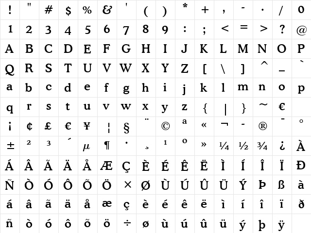 font116 Regular  glyph index