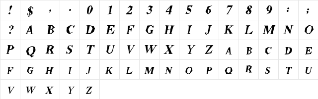 Stegosaurus Italic  glyph index