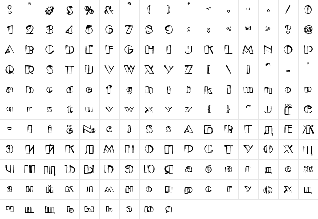 Etude Regular  glyph index