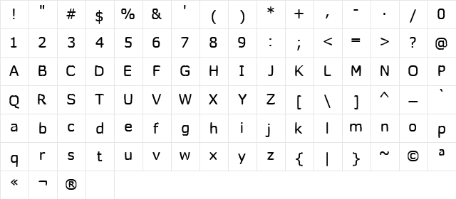 Wormfont Regular  glyph index