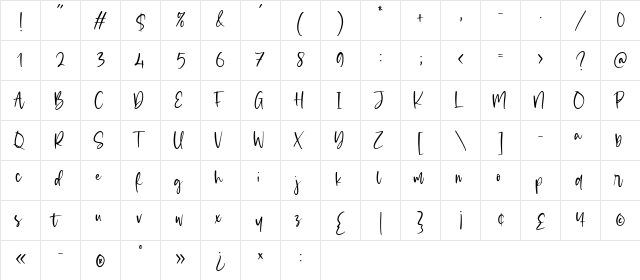 Violet Twinkle Regular  glyph index
