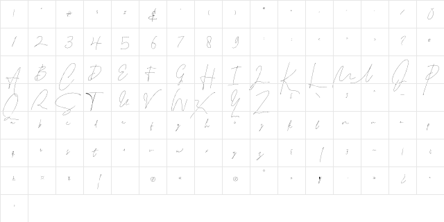 Leonetta Script  glyph index