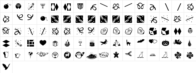 P FHolidaysCelebrations  glyph index