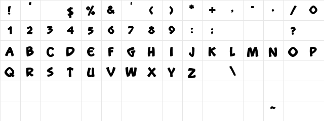 Snootchie Bootchies Bold Regular  glyph index