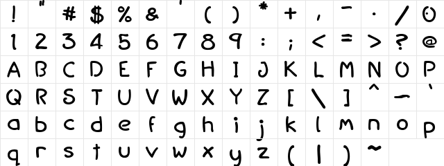 Jam N Bread Regular  glyph index