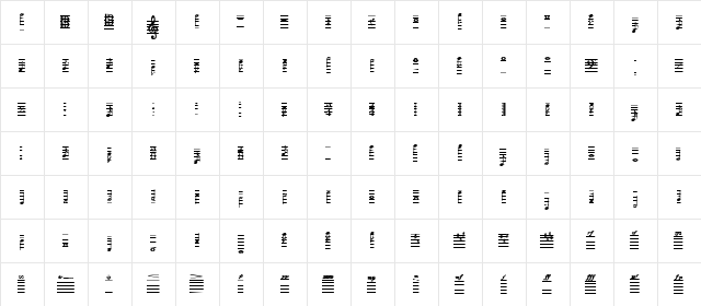 Notation Regular  glyph index