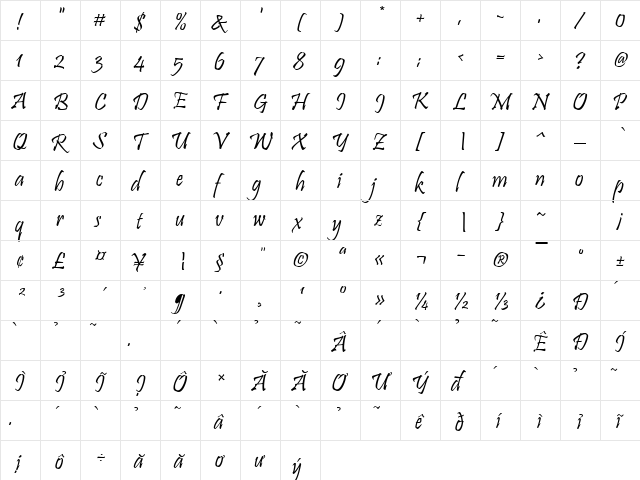 HL Nhenhang Regular  glyph index