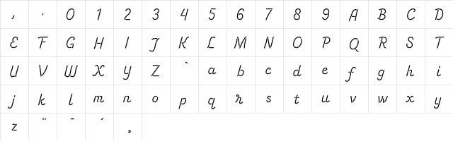 Energetic Script Limited Regular  glyph index