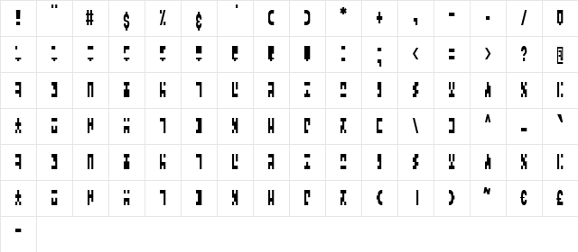 Anquietas Regular  glyph index