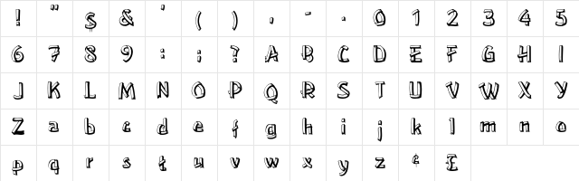 PCUpperDowntown Regular  glyph index