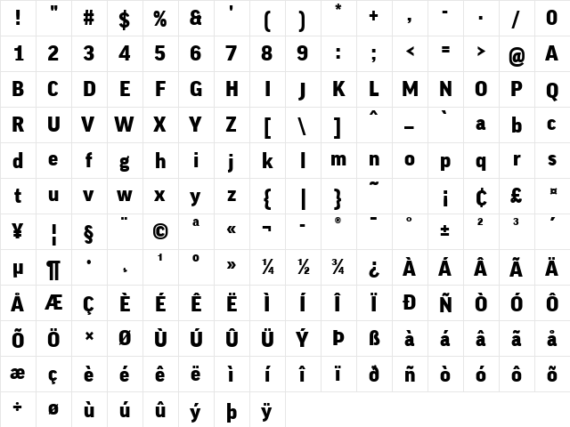 Good-Black Regular  glyph index