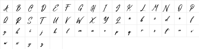 Evallia Regular  glyph index