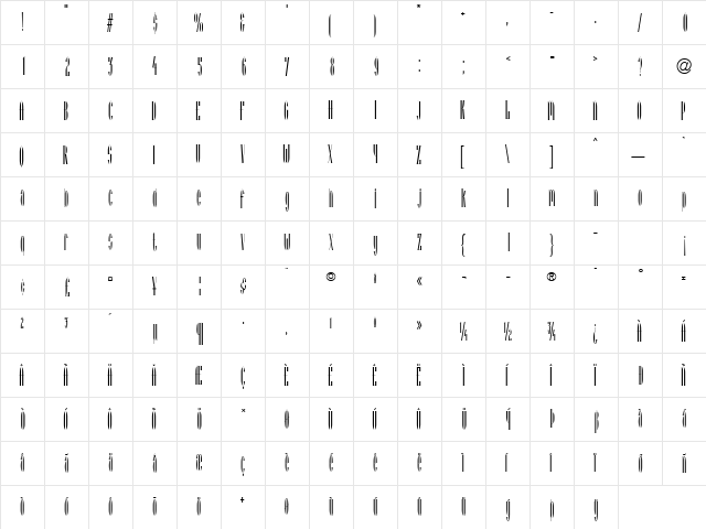 SpitbolSSK Regular  glyph index