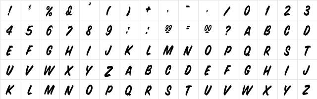 SnyderSpeed Cn Regular  glyph index