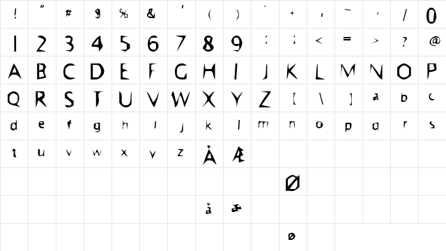 Hangover? Regular  glyph index