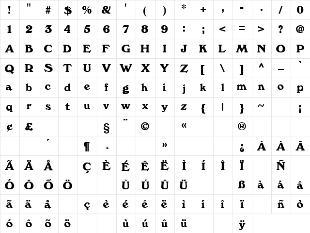 Cease-Fire 1 Regular  glyph index