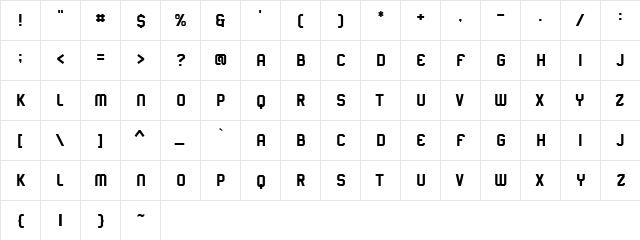 Sporter Regular  glyph index