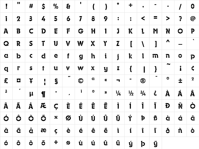 Dynamo D OT Stencil Alternative Medium  glyph index