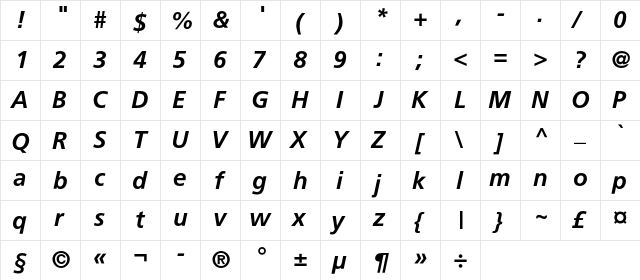 AGForeignerMediumC Italic  glyph index