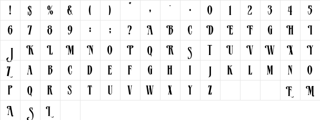 Honsa Regular  glyph index