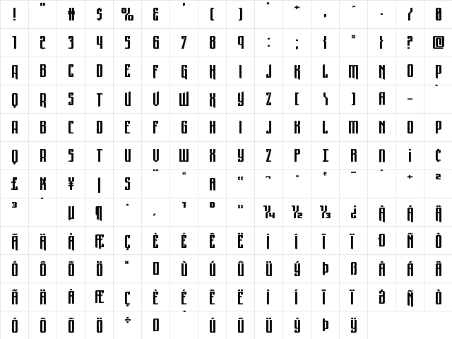 Night Traveler Expanded Regular  glyph index