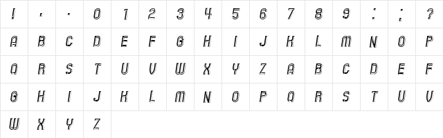 Playback Italic  glyph index
