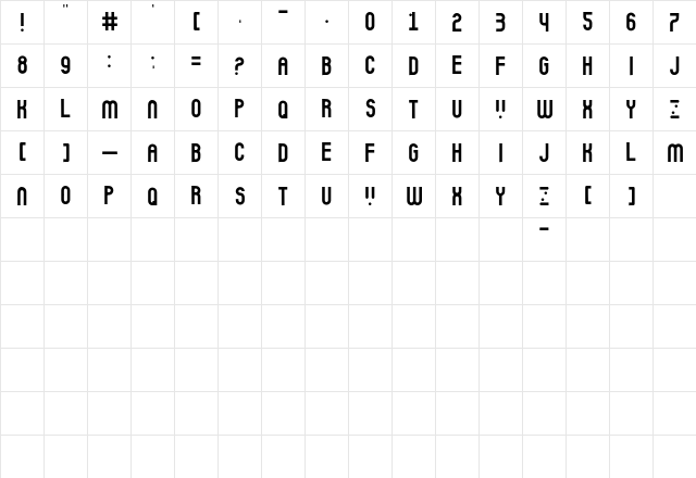 Nando Regular  glyph index