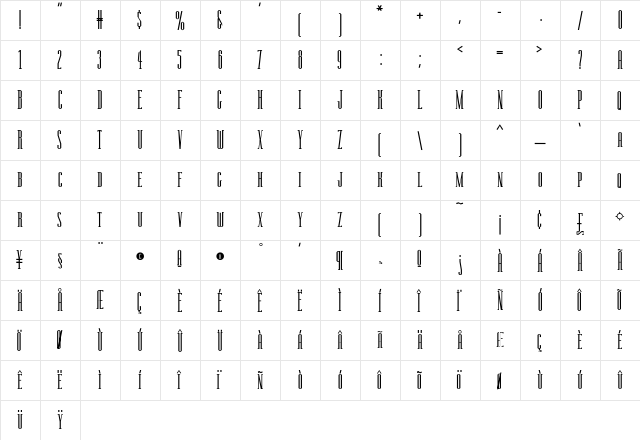 Manzanita Regular  glyph index