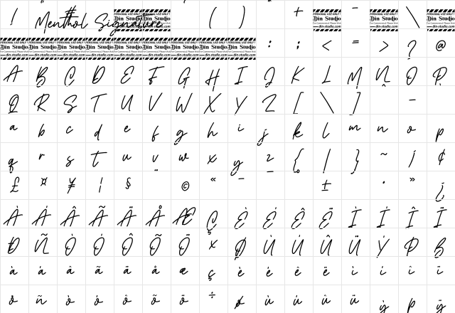 Menthol Signature Personal Use Regular  glyph index