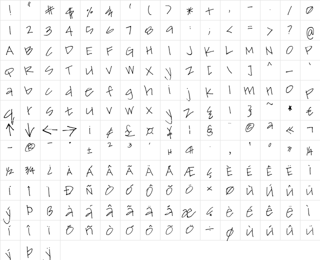 FG Boel Regular  glyph index