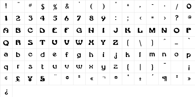 Jetty Normal  glyph index