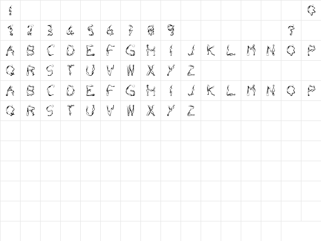 TERRIFIC Regular  glyph index